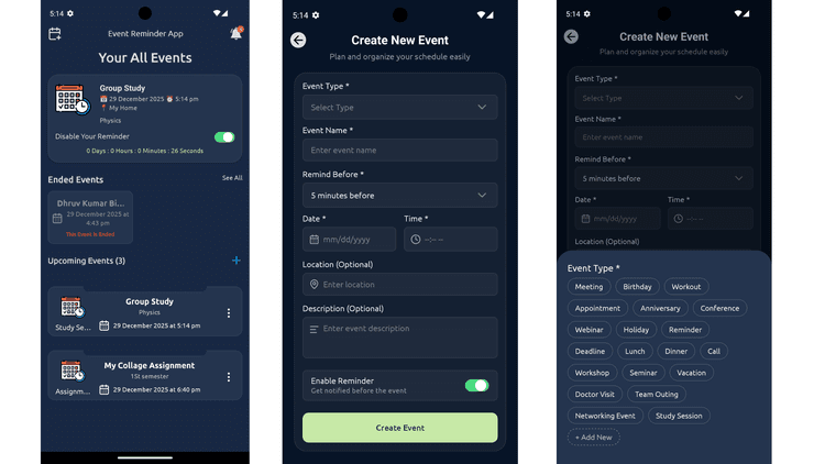 Timely - An Event Reminder App